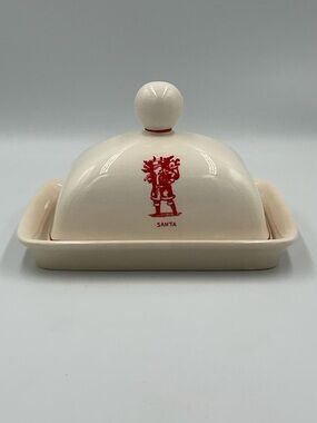 Vintage Molly Hatch “Santa” Christmas Butter Dish